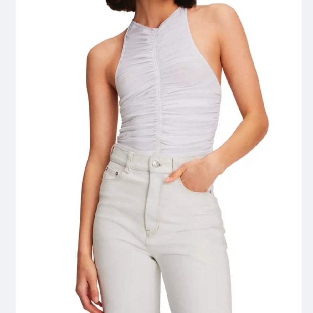 A.L.C Adrienne Ruched Racer Back Top Sleeveless Lightweight White Color Sz S